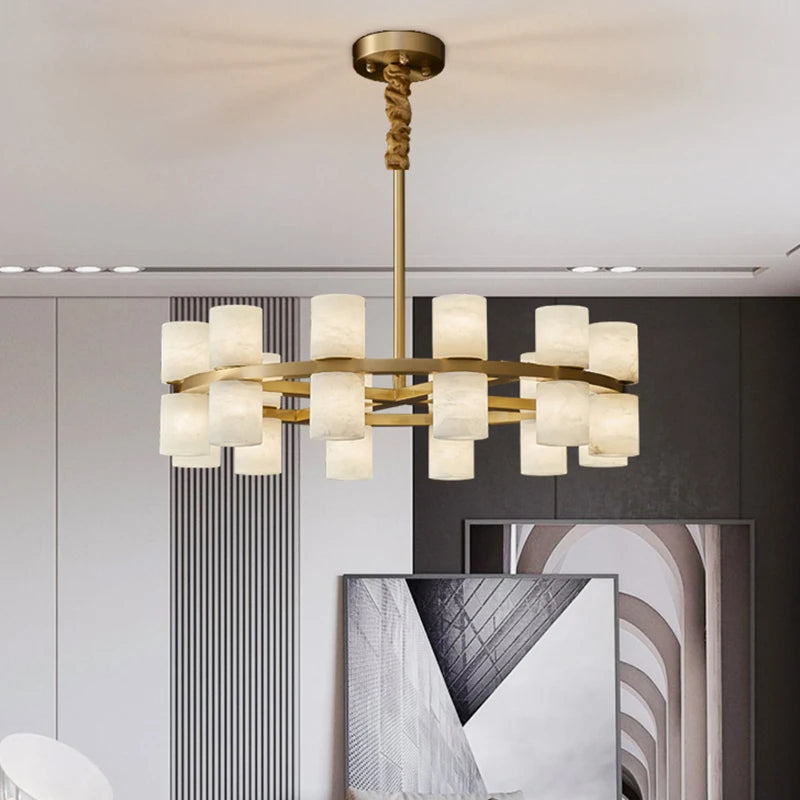 suspension postmoderne en cuivre et marbre design minimaliste - vue 3 sur 12