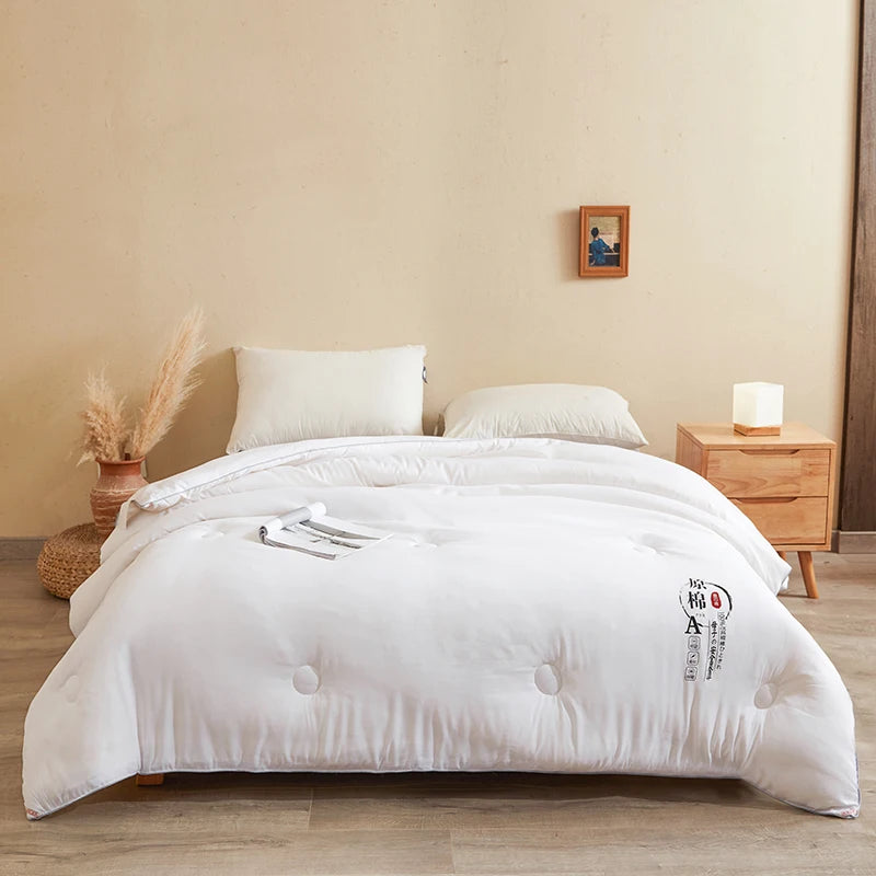 Cotton Comforter Duvet Insert - Quilted White Comforters Queen Size, All Season Down Alternative Queen Size Bedding Comforter - vue 10 sur 10
