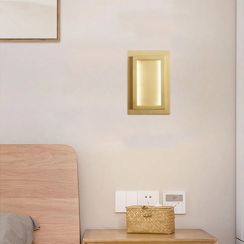applique murale led rectangulaire en cuivre pour hôtel
