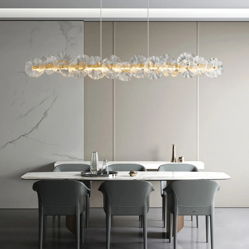 suspension en cuivre avec luminaire en verre artistique haut de gamme - vue 5 sur 11