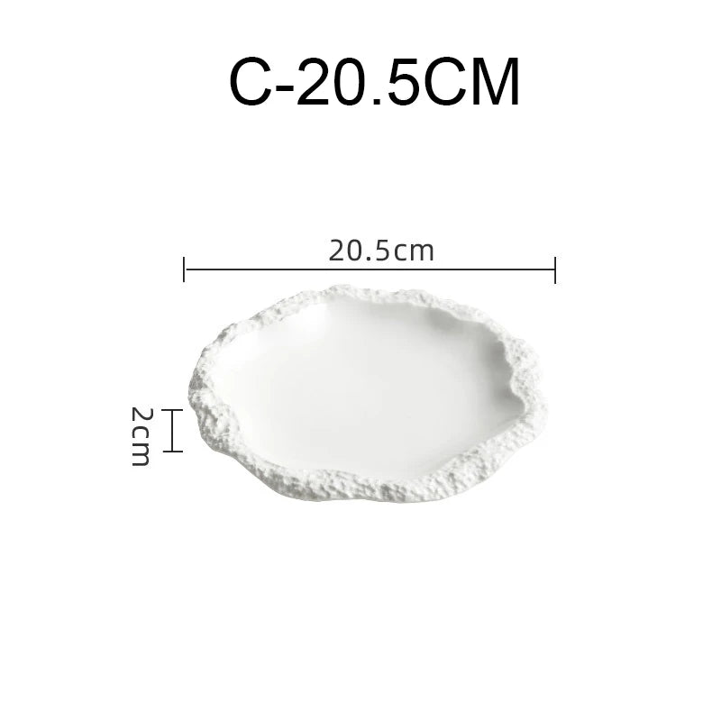 Assiette plate céramique forme irrégulière style moderne cuisine
