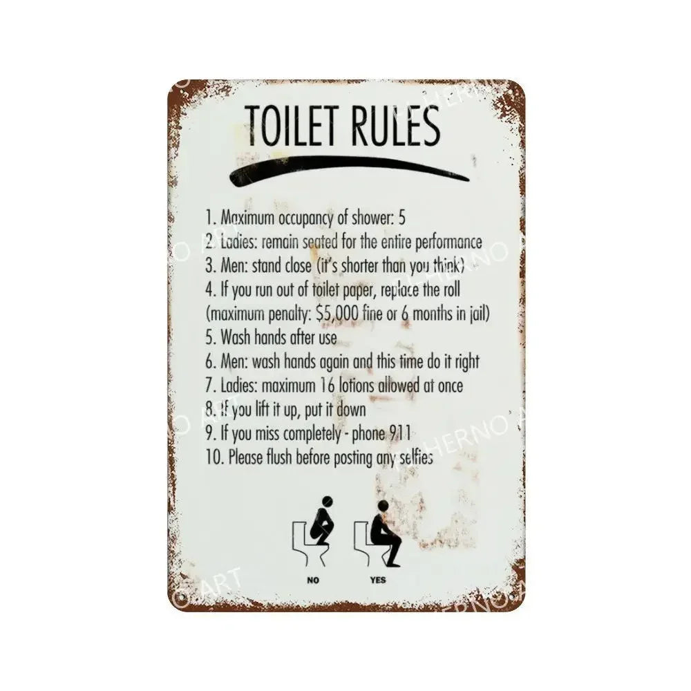 plaque en métal rétro décoration amusante pour toilettes - vue 22 sur 23