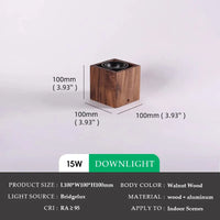 Walnut Wood Square Box, Simple Modern Wabi-sabi style, Spotlights and downlights for Bedroom, Bedside, Living, Dining Room