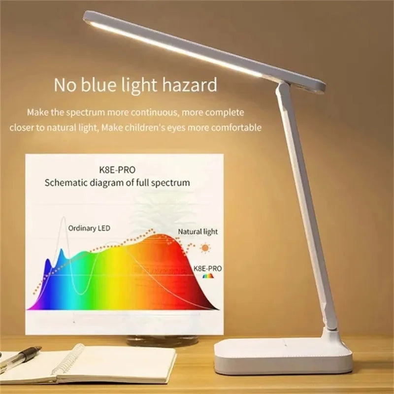 Lampe de Table pliable Led lampe de bureau 3 types réglable en continu tactile chevet lecture Protection des yeux veilleuse USB rechargeable - vue 4 sur 8