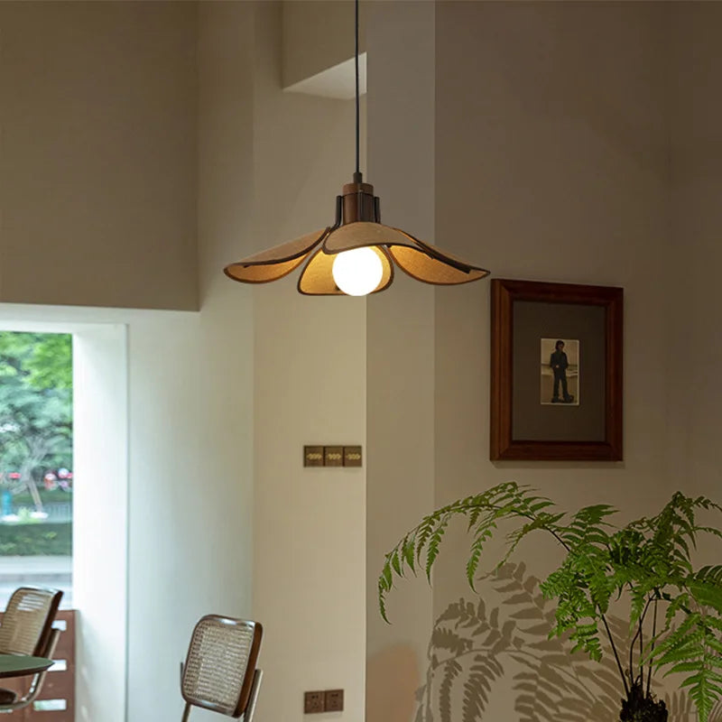 suspension en bois de lin de style asiatique du sud-est avec fil réglable - vue 5 sur 8