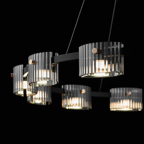 Minimalist forged glass chandelier with elegant LED lighting - vue 5 sur 10