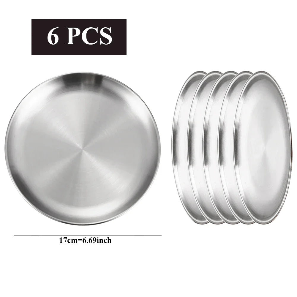 Ensemble 6 assiettes inox barbecue multifonction cuisine