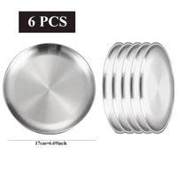 Ensemble 6 assiettes inox barbecue multifonction cuisine
