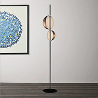 Vintage black and gold LED floor lamp with double shade for reading and bedroom - Superluna