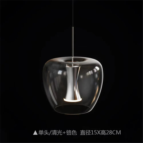 suspension led en verre transparent au design moderne pour décoration intérieure - vue 9 sur 10