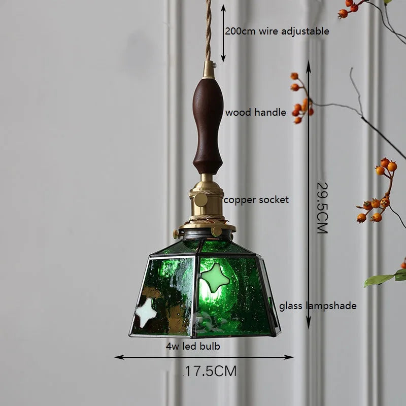 Nordic vintage handheld lamp with coloured glass and copper - vue 27 sur 29