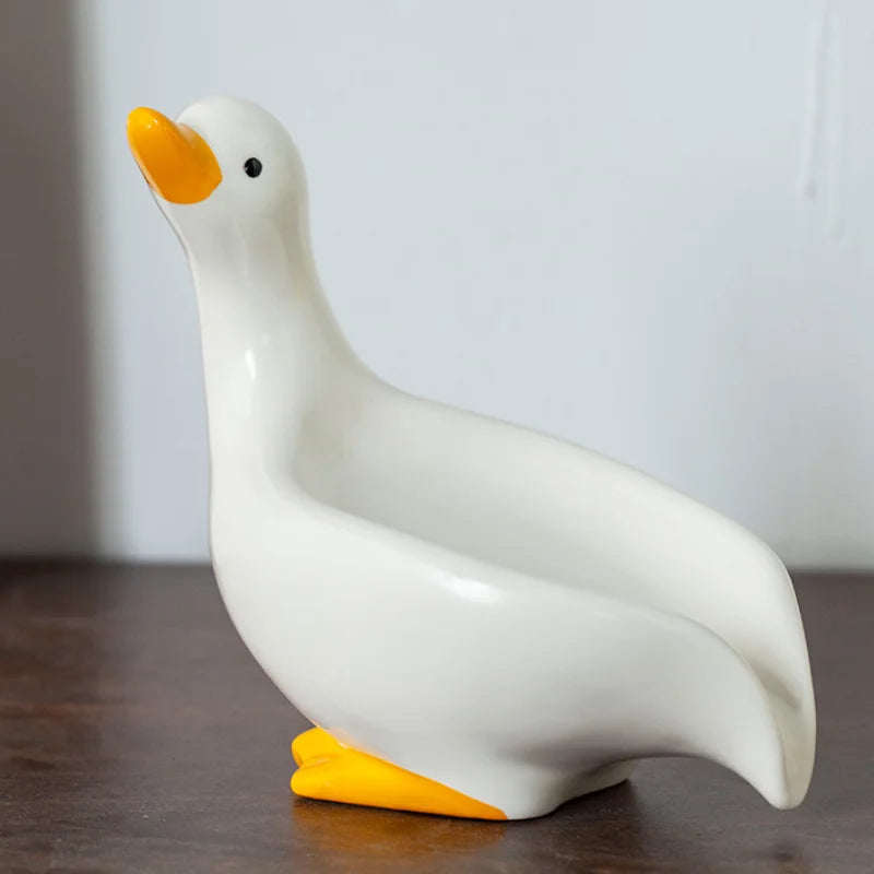 porte-savon en céramique canard design auto-drainant pour salle de bain - vue 7 sur 8