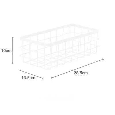 Metal Storage Basket, Black and White, Office Desktop, Cosmetic Sorting Baskets, Kitchen Seasoning Jar Organizer, Iron Box - vue 10 sur 10