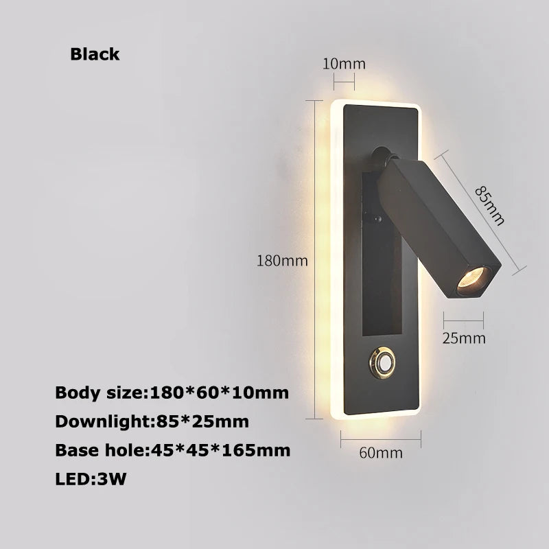 applique murale led rotative en laiton avec interrupteur usb - vue 9 sur 23