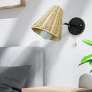 applique murale led vintage en rotin tissée à la main avec interrupteur