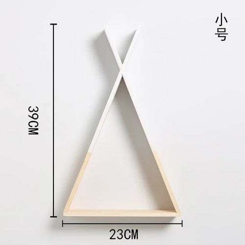 Triangle Wooden Shelf for Wall Decoration, Decorative Crafts, Storage Holder, Living Room, Kids Room - vue 9 sur 10