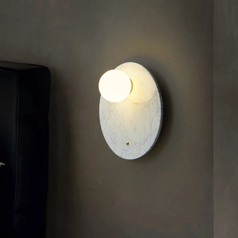 applique led marbre vert décor intérieur salon table chevet couloir nordique - vue 4 sur 8
