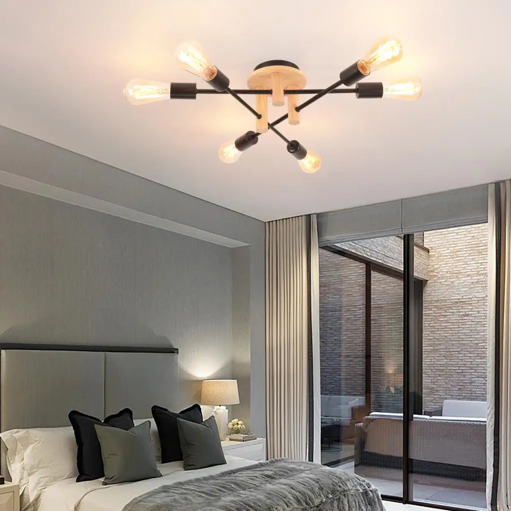 lustre moderne en bois pour décoration intérieure suspendue - vue 3 sur 9