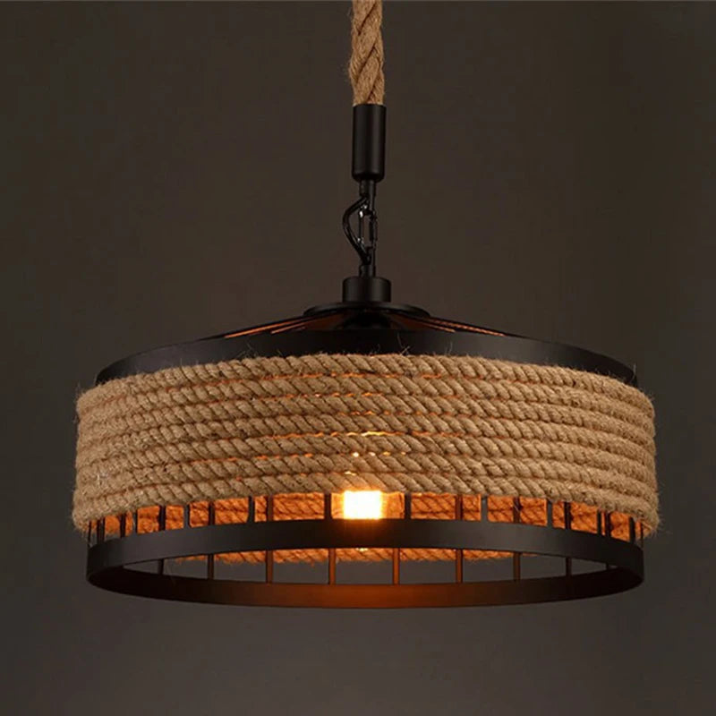 suspension en sisal vintage avec éclairage créatif et tissage élégant - vue 7 sur 10