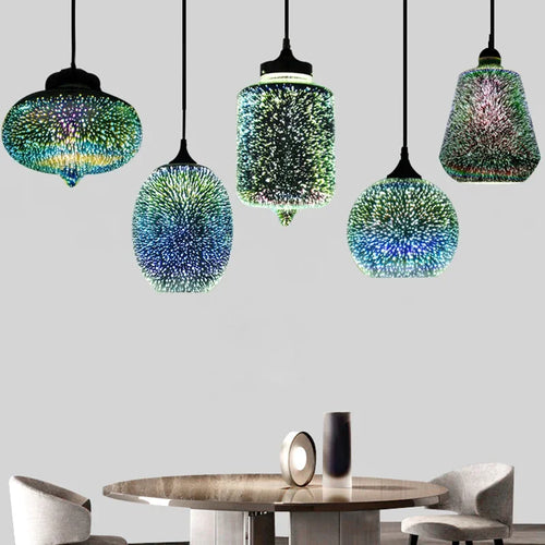 Coloured glass pendant light for modern and festive decoration - vue 2 sur 23