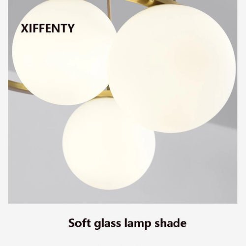 lustre 4 ampoules en verre et cuivre design nordique suspendu