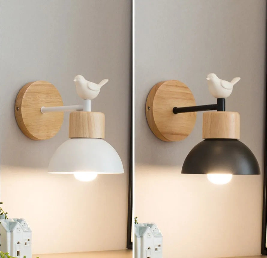 applique murale moderne en forme d'oiseau en bois et fer - vue 4 sur 14