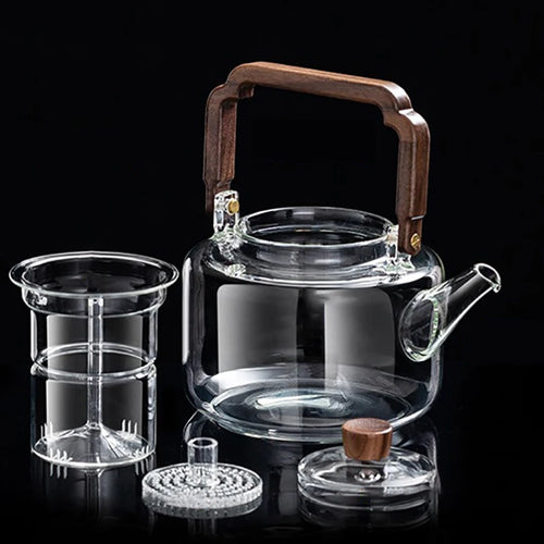 Théière verre 1300ml avec filtre épais cuisson vapeur