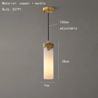 suspension en marbre naturel et cuivre pour intérieur
