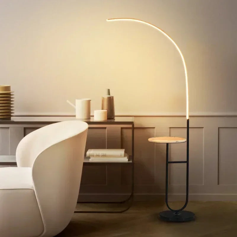 lampadaire à led avec rangement design minimaliste pour lecture et détente - vue 4 sur 8