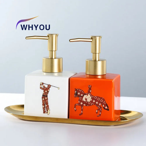 WHYOU Cermic Separate Shampoo Shower Gel Bottle, Liquid Soap Dispensers, Emulsion, Latex Hand Wish Bottles, Bathroom Accessories - vue 2 sur 18