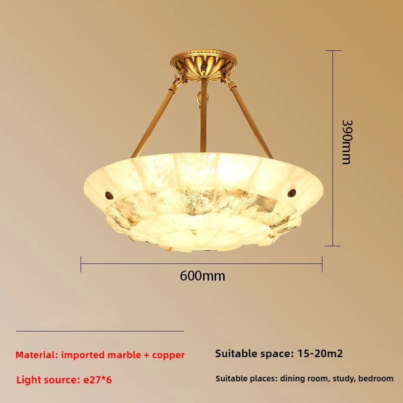 lustre minimaliste en cuivre et marbre design moderne - vue 10 sur 10