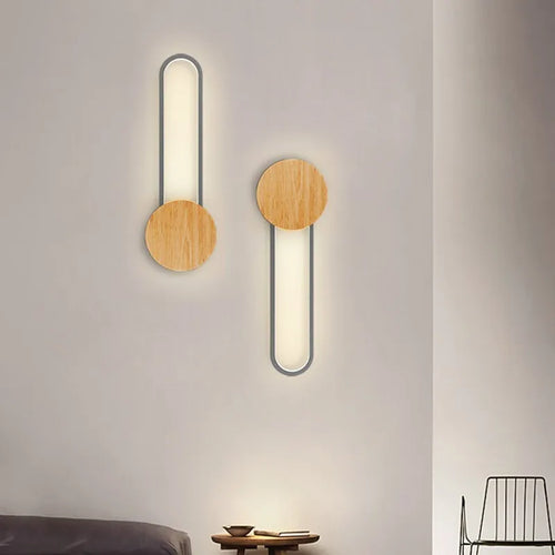 Applique murale LED en bois nordique moderne fer 60CM longue bande gris blanc salon décor appliques chambre étude luminaires pour la maison Lustre - vue 4 sur 12