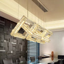 Lustre design cristal doré carré moderne