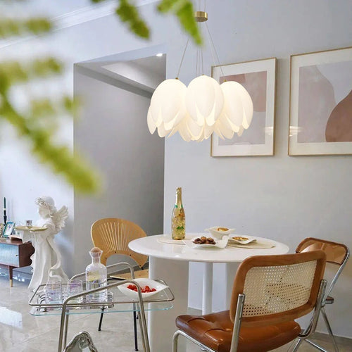 lustre moderne tulipe sandyha suspension led lampara soffitto - vue 3 sur 8