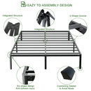 DDPNKL 16 Inch Standard Metal Platform Bed Frame / 3,000 lbs Heavy Duty Steel Slat Easy Assembly Mattress Foundation/Noise Free