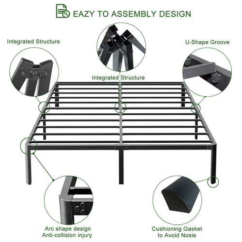 DDPNKL 16 Inch Standard Metal Platform Bed Frame / 3,000 lbs Heavy Duty Steel Slat Easy Assembly Mattress Foundation/Noise Free - vue 6 sur 6