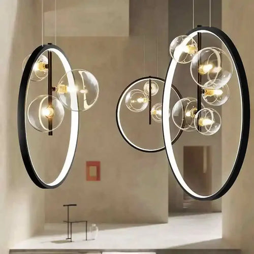 suspension en verre à bulles design moderne pour restaurant - vue 3 sur 9