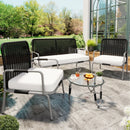 Poly Rattan Seating Group, Garden Furniture Seating Set garden Sets, garden Lounge for 4, with armchair, coffee table & Cushions