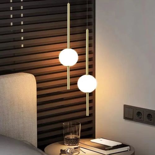 Nordique LED simple boule de verre lustre chambre chevet longue ligne lampes suspendues restaurant moderne décoration intérieure lampe lustre