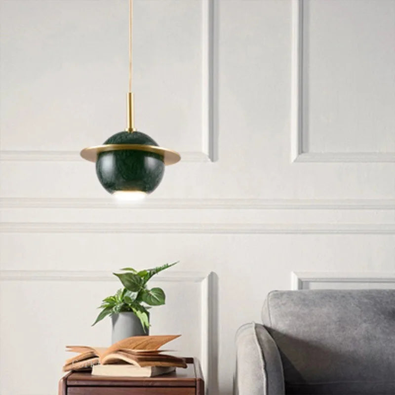 Suspension led marbre design moderne - vue 6 sur 9