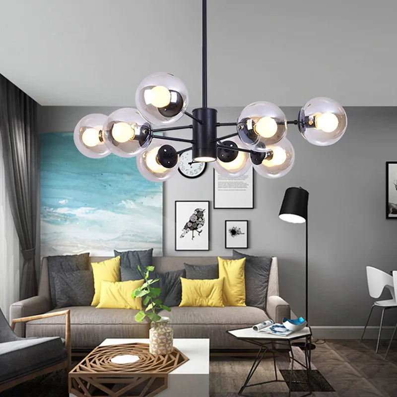Lustre moderne design avec boule en verre magique haricot - vue 5 sur 18