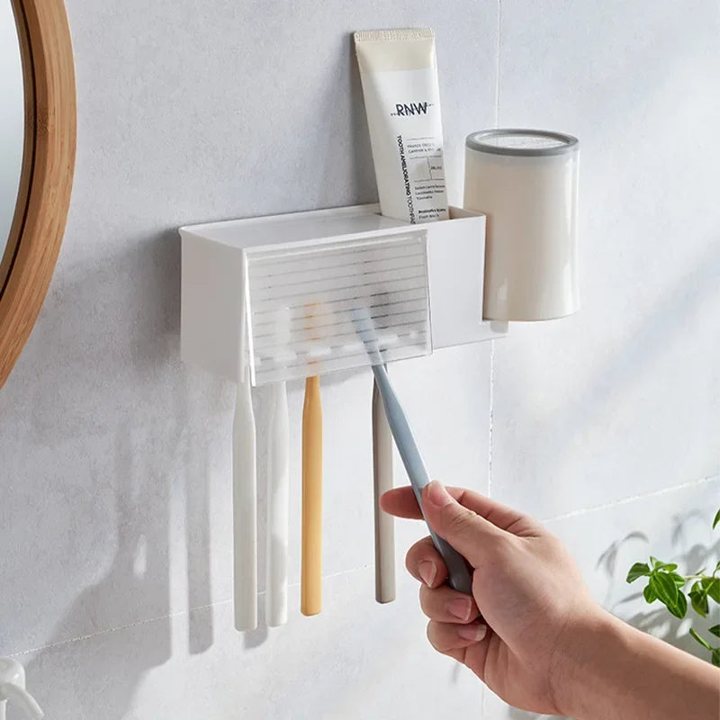 porte-brosse à dents mural et organisateur de salle de bain - vue 3 sur 8