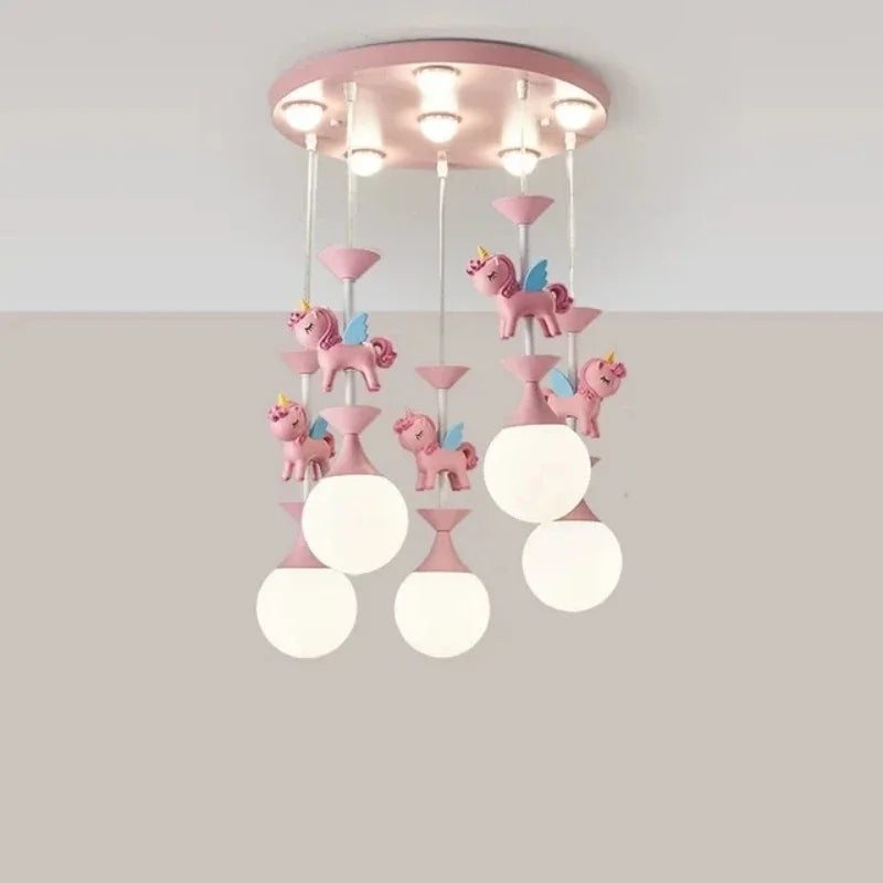 lustre led moderne carrousel pour enfants style princesse - vue 7 sur 12