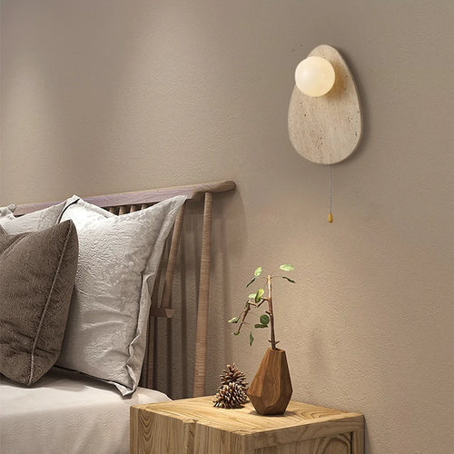 applique murale vintage en pierre naturelle avec abajour en verre et led
