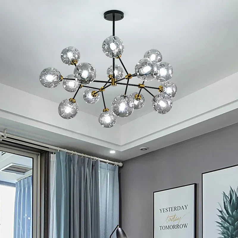 Modern minimalist kitchen, family, bedroom, dining-room, droplight attic luxury glass bubbles molecular droplight - vue 2 sur 9
