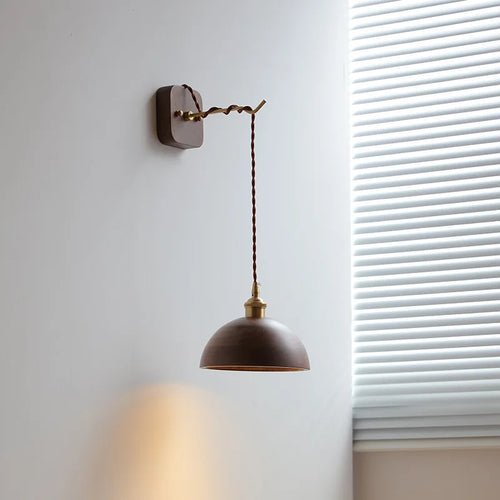 applique murale led moderne en bois de noyer nordique wabi-sabi