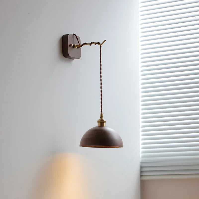 applique murale led moderne en bois de noyer nordique wabi-sabi - vue 5 sur 21