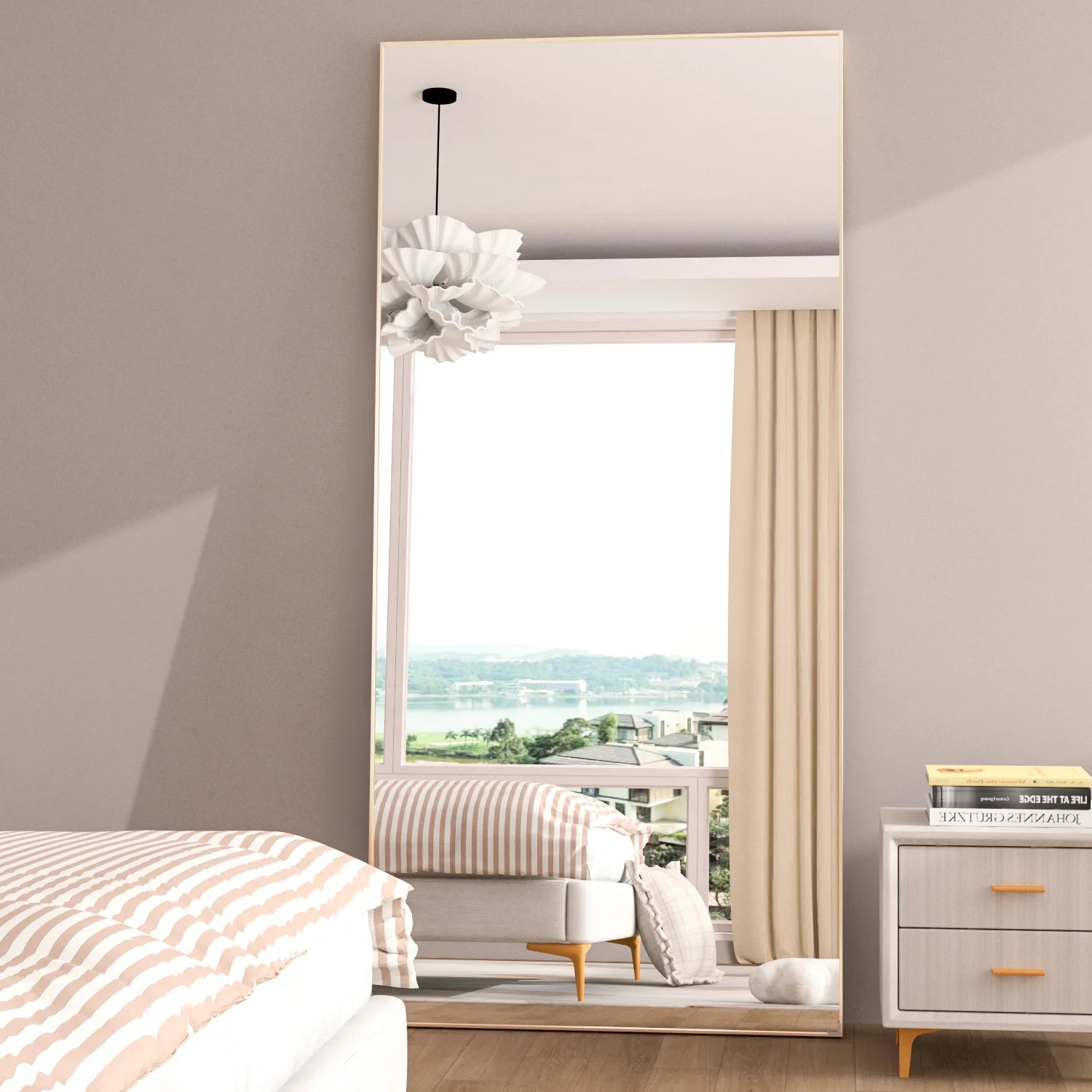 CASSILANDO Full Length Mirror 65" * 24 ", Floor Standing Mirror,  Black Metal Frame Mirror， Full Body Mirror - vue 8 sur 8