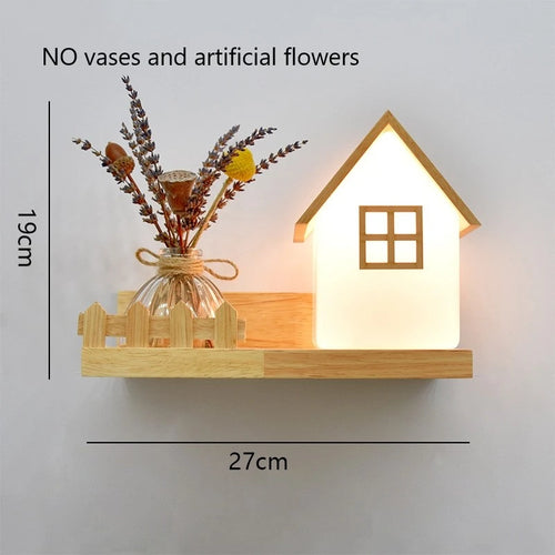 applique murale led en bois avec pot de plante nordique - vue 11 sur 23