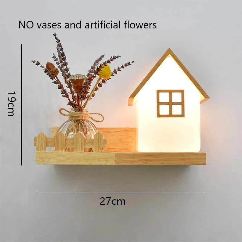 applique murale led en bois avec pot de plante nordique - vue 10 sur 23